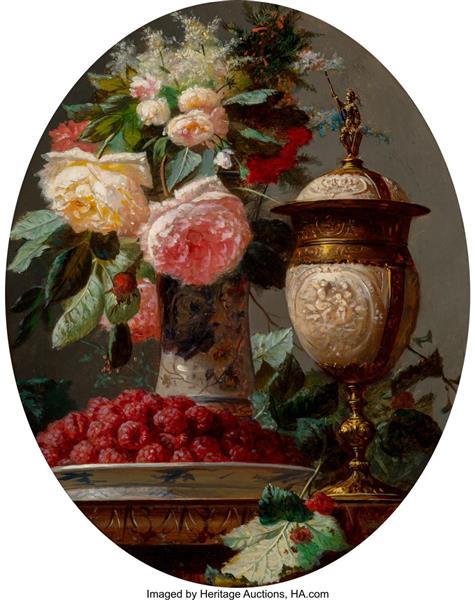 Still life with roses and a bowl of ras - Jean-Baptiste Robie
