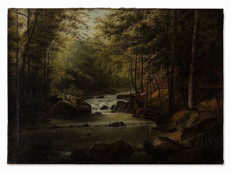 Forest Landscape with River - Josef Langl