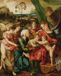 The Holy Family before a broad landscape - Lucas Gassel