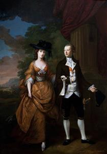 Nathaniel Curzon (1726–1804), 1st Baron Scarsdale, and His Wife Lady Caroline Colyear (1733–1812), Lady Scarsdale, Walking in the Grounds at Kedleston - Nathaniel Hone the Elder