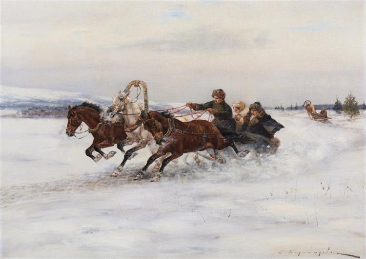 Troika in the snow - Sergei Semenovich Voroshilov