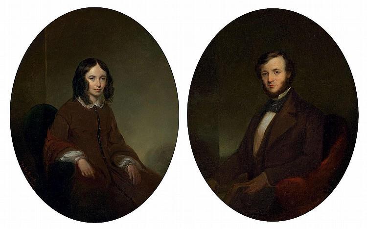 A Pair of Portraits of Elizabeth Barrett Browning and Robert Browning - Thomas Buchanan Read