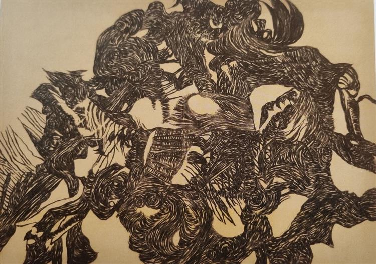 Vajda Lajos Current, 1940, Charcoal on Paper, 90x126cm, 1940 - Лайош Вайда