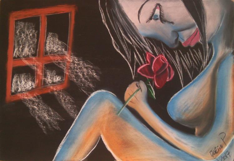 Mujer Que Mira Una Rosa Y Sueña En La Oscuridad, 2017 - Майстерня