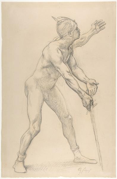 Nude Male Figure with a Sword, 1878 - Alexandre Cabanel