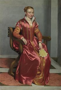 Portrait of a Lady, Perhaps Contessa Lucia Albani Avogadro ('La Dama in Rosso') - Джованні Баттіста Мороні