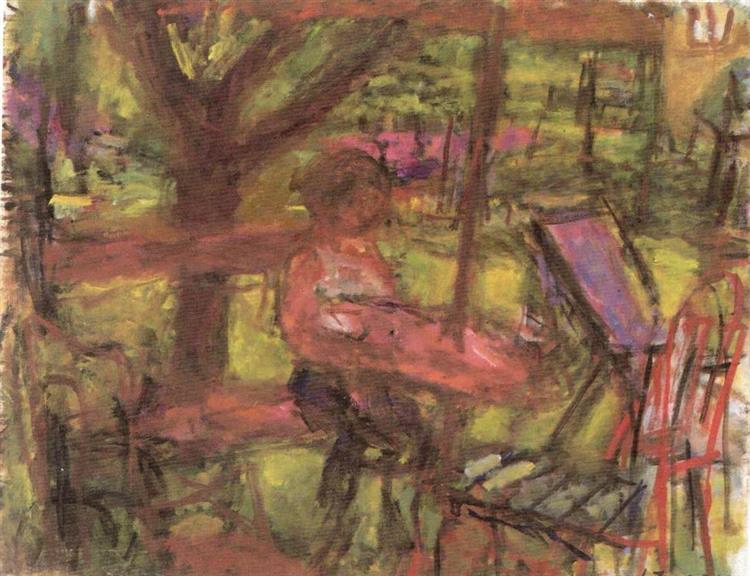 Girl Sittin in a Garden, 1962 - Béla Czóbel