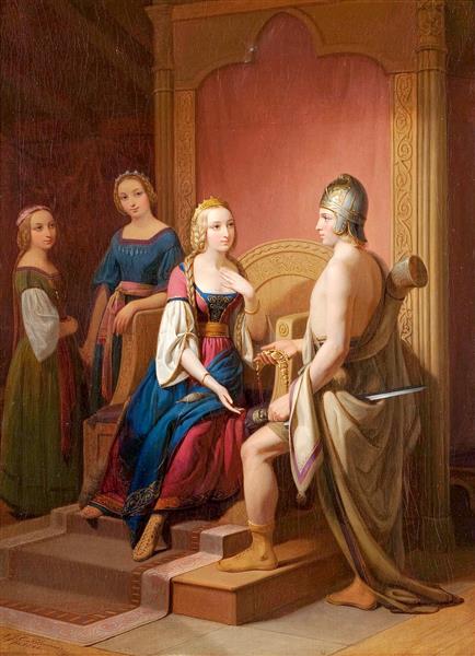 Heimdallr returns the necklace Bryfing to Freyja, 1846 - Nils Blommér