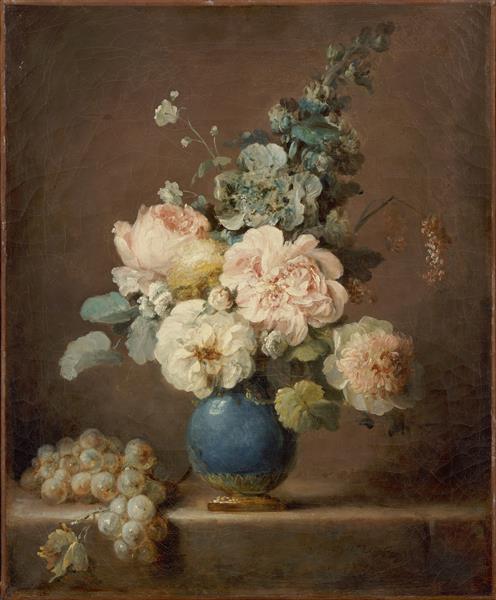 Vase of Flowers and Grapes on a Stone Ledge, 1781 - Anne Vallayer-Coster