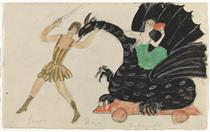 Costume Design (Perseus, Dragon, and Andromache) for Artist's Ballet Orphée of the Quat Z Arts,  Costume Design ( Perseus, Dragon, and Andromache ) for Artist's Ballet  Orphée of the Quat Z Arts - Florine Stettheimer