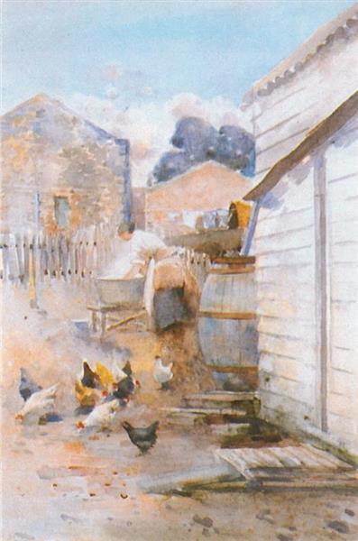 Washerwoman and Hens, 1893 - Frances Mary Hodgkins