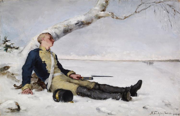 Wounded Warrior in the Snow, 1880 - Хелена Шерфбек