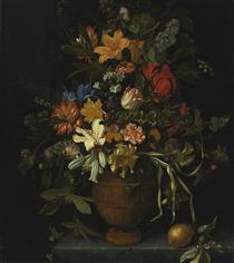 A Floral Still Life - Maria van Oosterwijk