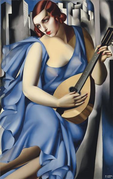 Синяя женщина с гитарой, 1929 - Тамара де Лемпицка