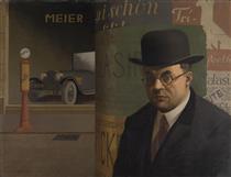 Self-portrait in front of advertising column - Georg Scholz