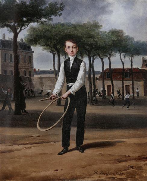 Ferdinand-Philippe-Louis, Duke of Chartres, playing in the courtyard of the Henri IV high school, 1821 - Орас Верне