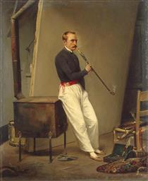 Self-Portrait with pipe - Horace Vernet
