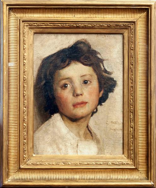 Face study. Portrait of a little girl, 1889 - Джузеппе Пеллиза да Вольпедо