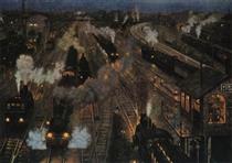 Big City Train Station - Hans Baluschek