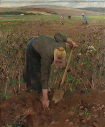 In the fields in Dannes, Pas de Calais (Gathering potatoes) - Sir George Clausen