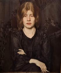 Portrait of a Lady with a Cigarette - Oskar Zwintscher