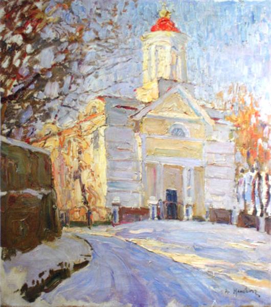 Winter Landscape with a Church, c.1905 - Abraham Manievich