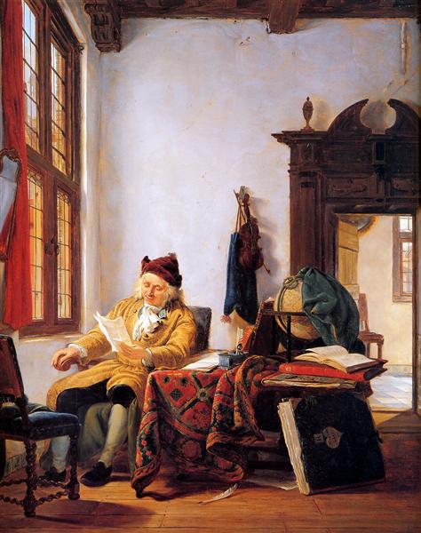 Merchant at a table near window - Abraham van Strij