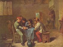 Peasants playing cards in a tavern - Адріан Брауер