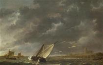The Maas at Dordrecht in a Storm - Albert Jacob Cuyp