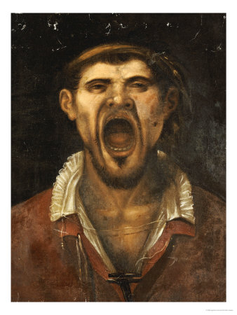 A Peasant Man, Head And Shoulders, Shouting - Agostino Carracci