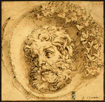 Head of a Faun in a Concave - Agostino Carracci