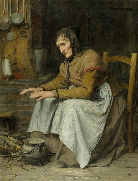 Old Age II (old woman warming up), 1885 - Albrecht Anker