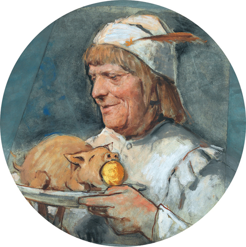 Chef with suckling pig - Albrecht Anker