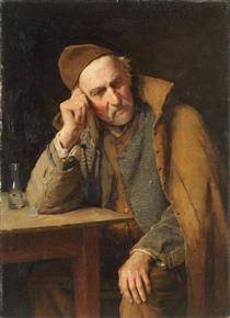 The Old Schnapper - A Jules With Glass Of Schnapps - Albrecht Anker