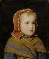 Girl with a red cap - Albrecht Anker