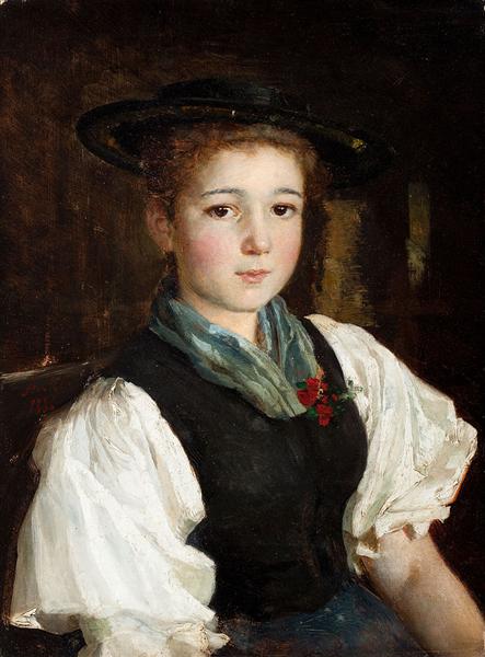 Portrait of a girl - Albrecht Anker