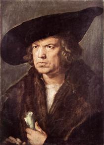 Portrait of a Man with Baret and Scroll - Albrecht Dürer