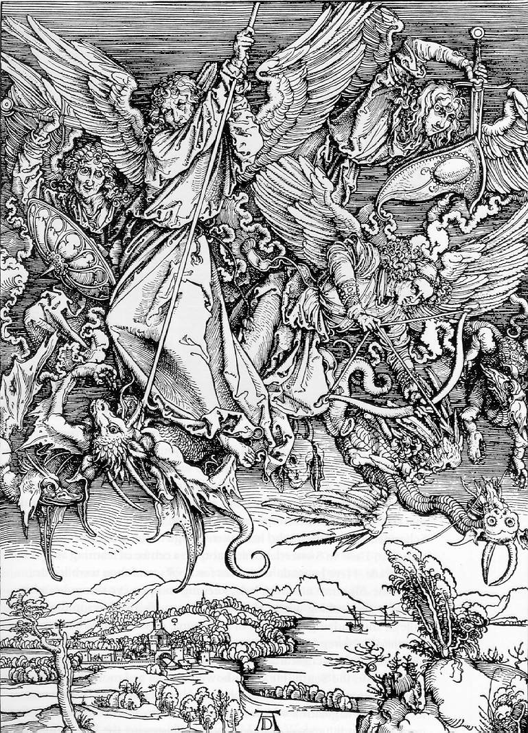 St Michael Fighting the Dragon, 1497 - 1498 - Albrecht Durer - WikiArt.org