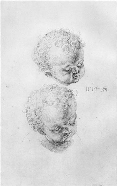 Study sheets with children's heads - Albrecht Dürer