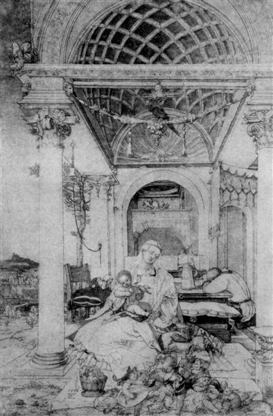 Святое семейство в холле, 1509 - Альбрехт Дюрер