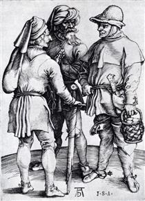 Three Peasants In Conversation - Albrecht Durer