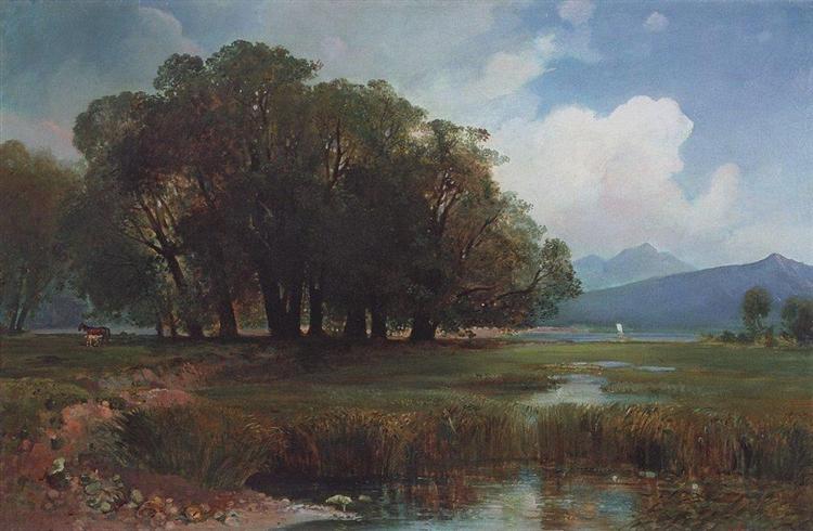 Swiss landscape with horses, 1867 - Aleksey Savrasov