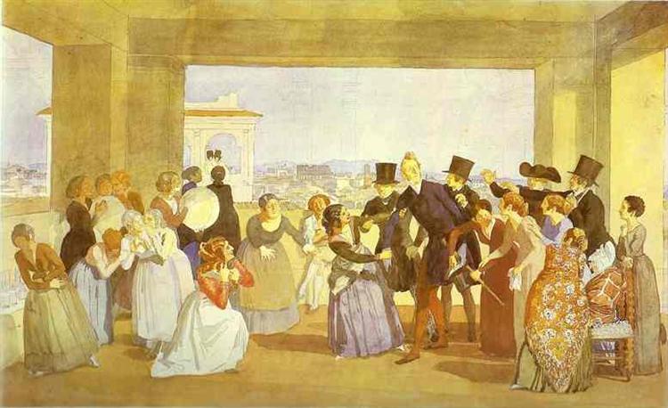 Festival in Rome in October. Scene in the Loggia (Asking to Dance), 1842 - Alexander Ivanov