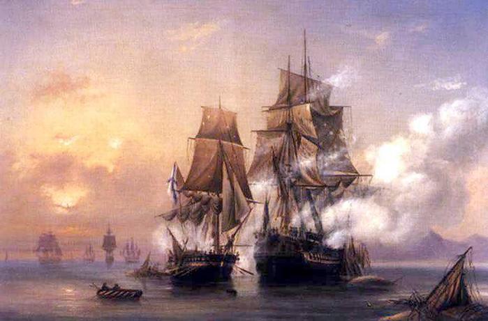 Capturing of Swedish 44 gun frigate Venus by Russian 22 gun cutter Merkuriy of June 1, 1789, 1845 - Олексій Боголюбов