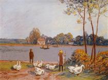 By the River Loing - Alfred Sisley