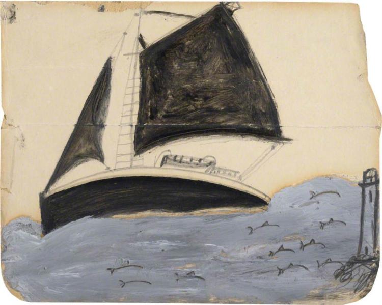 Sailing Ship and Porpoises - Alfred Wallis