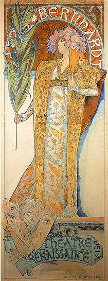 Poster for Victorien Sardou`s Gismonda starring Sarah Bernhardt at the Théâtre de la Renaissance in Paris - Alphonse Mucha