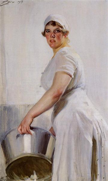 A Kitchen Maid, 1919 - Андерс Цорн