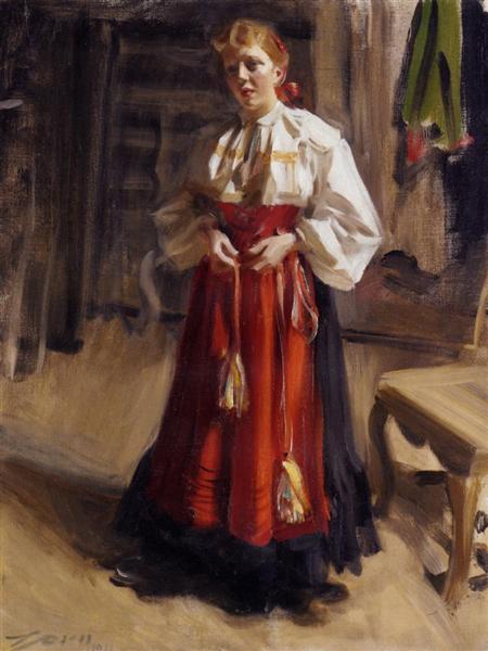 Girl in an Orsa Costume, 1911 - Андерс Цорн