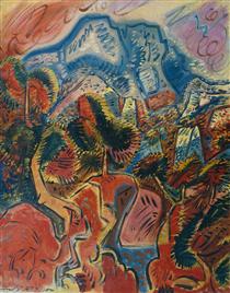 The Red Lands and the Montagne Sainte Victoire - Andre Masson